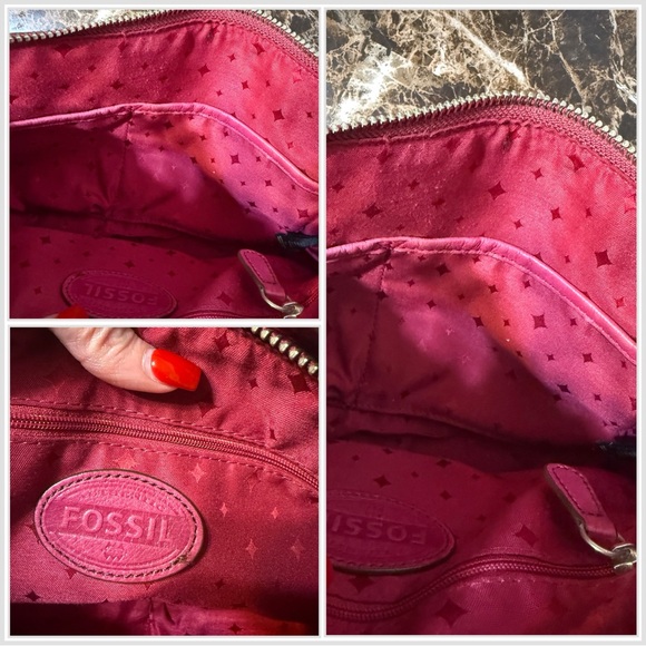 Fossil Pink Leather Shoulder Bag with Key Charm - Picture 5 of 16